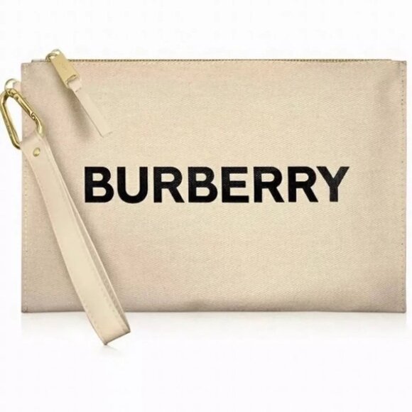 Burberry Logo Canvas Wristlet Clutch – Cream – Made in England – Brand New - Picture 2 of 8